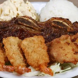 Ribs and Shrimp Plate