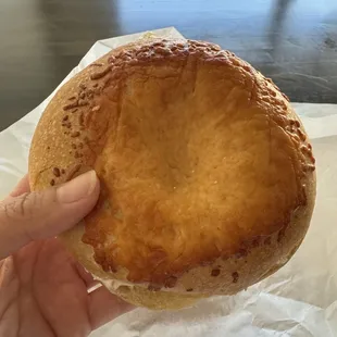 asiago bagel with cream cheese