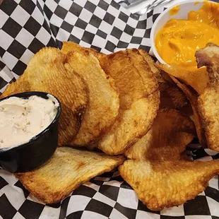 Homemade Potato Chips and Homemade French Onion Dip