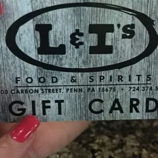 We sell Gift Cards!