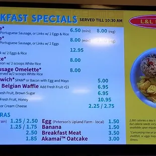 Menu as of june 2022