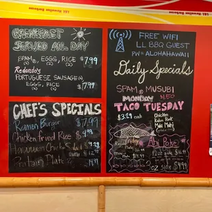 Menu with Specials
