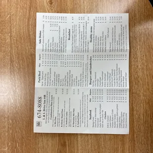 Menu l&amp;l near juliez