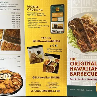 Back of Menu pamphlet