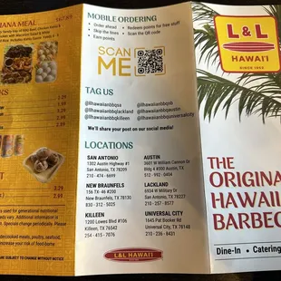 Menu as of July 2024