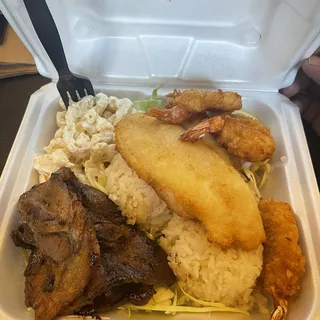 Seafood & BBQ Combo Plate