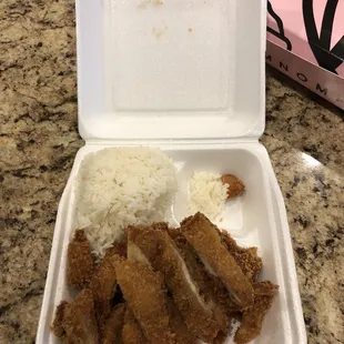 Mini Chicken Katsu with missing Mac Salad