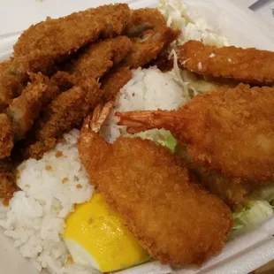 Katsu, shrimp, and fish combo