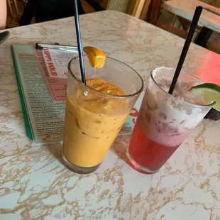 Tiki Thai iced tea and Caribbean soda