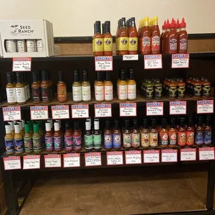 a variety of sauces and condiments