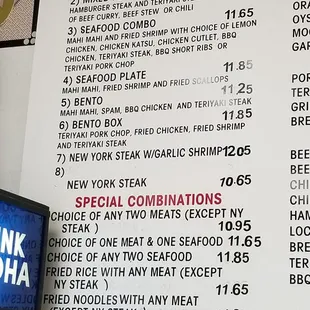 Menu part 1 (as of 10/11/21)