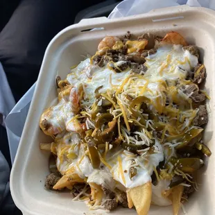 Steak and shrimp fries