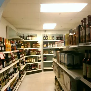 a view of a liquor aisle