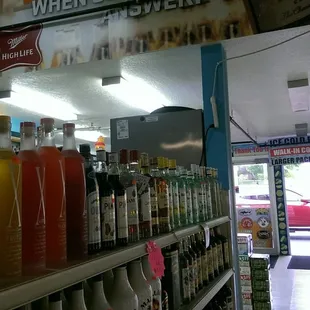 the inside of a liquor store