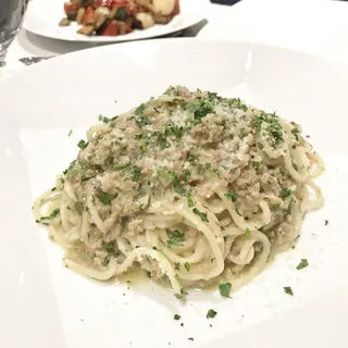 Spaghetti, Italian Sausage and Lemon Sauce