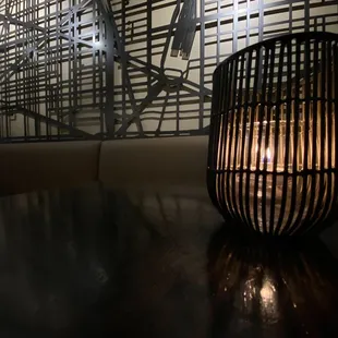 Candles and wall art.