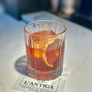 MICHELE'S OLD FASHIOND Bulleit Rye Whiskey, Ramazzotti Amaro, Angostura Bitters, Demerara Syrup