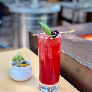 A Beautiful Mess Fords gin, lejay cassis, blackberry, basil, lime