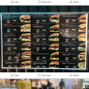 a menu for a fast food restaurant
