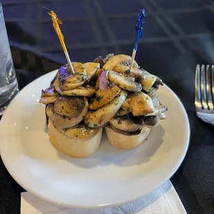 Sauteed Garlic Truffle Mushroom Bruschetta