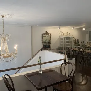 The upstairs area, beautifully decorated, with a clean bathroom