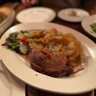 Traditional Duck Leg Confit, Cooked 7 Hours in it's Own Fat, Served With Applewood Smoked Bacon Pommes Landaises, Roasted Garlic Sauce