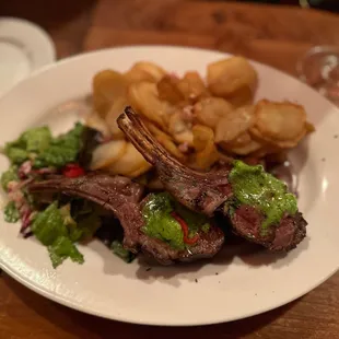 Pan Roasted Rack of Lamb With Pommes Landaises, Garlic &amp; Parsley Butter