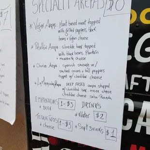 Food truck menu.