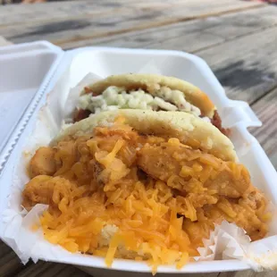 The cheese on this arepa covered up a hair...