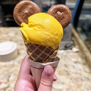 Indecisive between ice cream or the macaron ice cream sandwich?  Ask if they have mini macarons available &amp; they'll make a mickey shape.