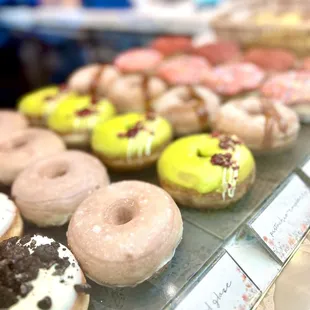 Natural Glaze Churro Donut Pistachio-Raspberry Donut Cookies &amp; Cream Donut