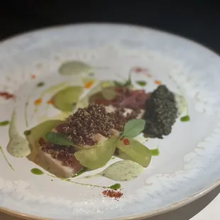 Yellowfin tuna and caviar.