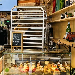 a display of pastries in a bakery