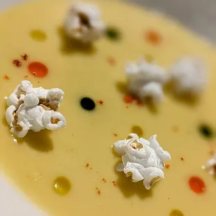 A delightful amuse-bouche take on a creamed corn