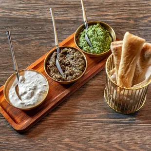 House Bread, trio of spreads