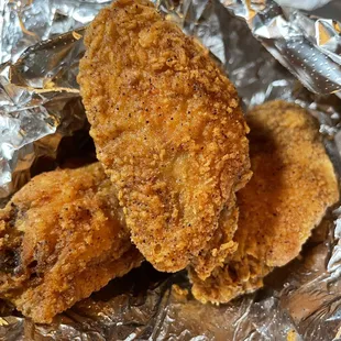 Naked Chicken Wings Golden Fried - they really don&apos;t need sauce, but you can choose from several