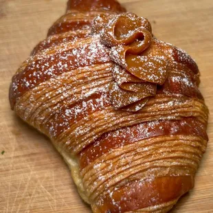 a pastry on a wooden table