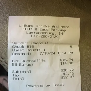 Incorrect BB Burger overcharge.