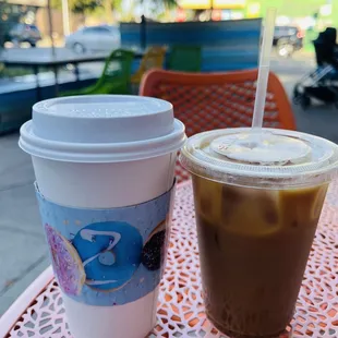 Ginger Tumeric Almond Milk Espresso Latte &amp; Mexican Chocolate Espresso Latte.