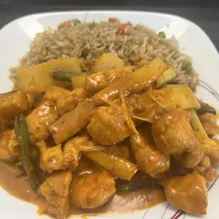 Red Curry Chicken was delicious. I asked for hot and it was.