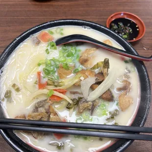 Milk and fish noodle soup