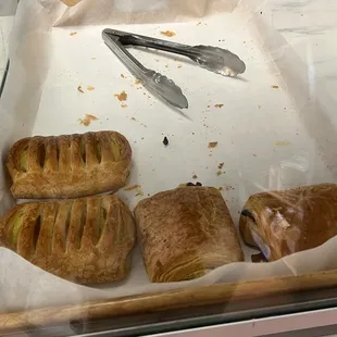 pastries in a display case