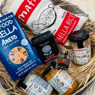 a basket of food items