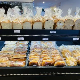 a display of bread and pastries