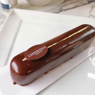 a chocolate pastry on a plate