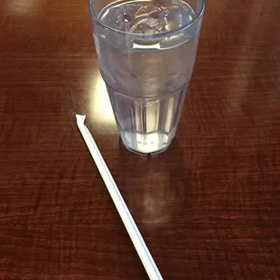 a glass of water and a toothbrush
