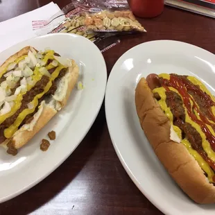 A fire  dog and a coney dog