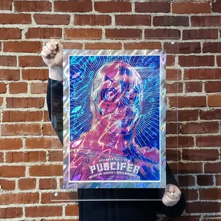 Gorgeous removable holographic print under acrylic with standoffs for hanging. Order your acrylic mount online today!