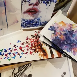 Lora Zombie art prints mounted to wood for hanging.