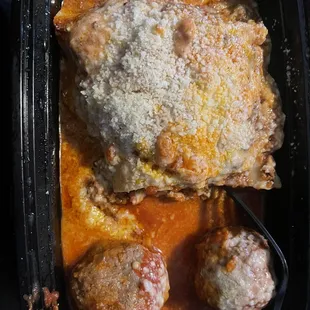 Lasagna with meatballs